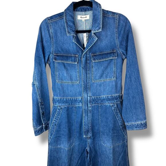 Madewell NWT Dewitt Wash Zip Front Iconic Utility Coverall Denim Jumpsuit XS - Picture 3 of 15